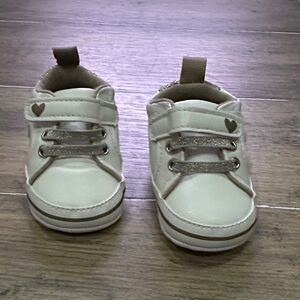 First Steps Baby Shoes with Gold Glitter Heart